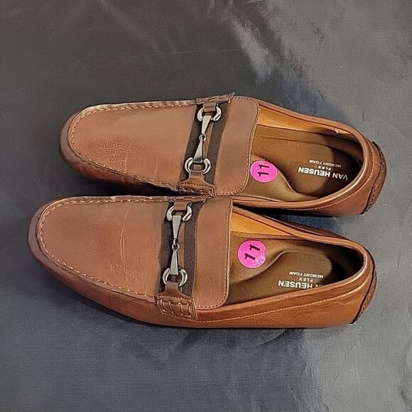 VAN HEUSEN RURUS FLEX MEMORY FOAM SLIP-ON LEATHER MEN'S LOAFERS - Picture 7 of 12